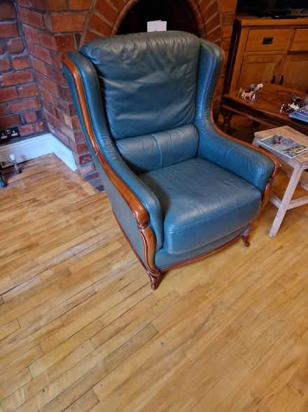 Photo of free Green leather armchair (Manston LS15) #1