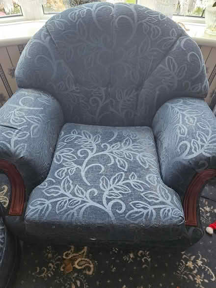 Photo of free 3 piece dark blue with foot stool (Morecambe LA4) #3