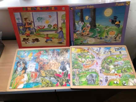 Photo of free 4 puzzles with frame (2x wood, 2x cardboard) (Great Chesterford CB10) #1