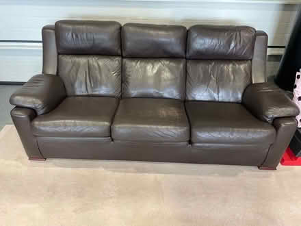 Photo of free Leather three seater sofa (Hitchin) #1