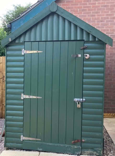 Photo of free Large Green Wooden Garden Shed 5 foot x 7 foot (Calthwaite CA11) #1