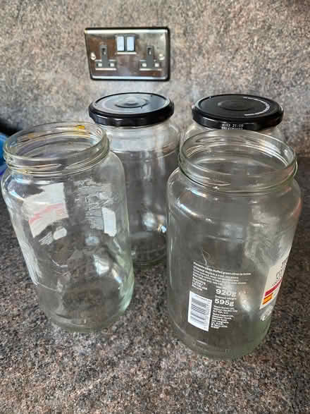 Photo of free 7 large jars like Kilner 4 with lids, 3 as candle jars (Abbotswood GL3) #2