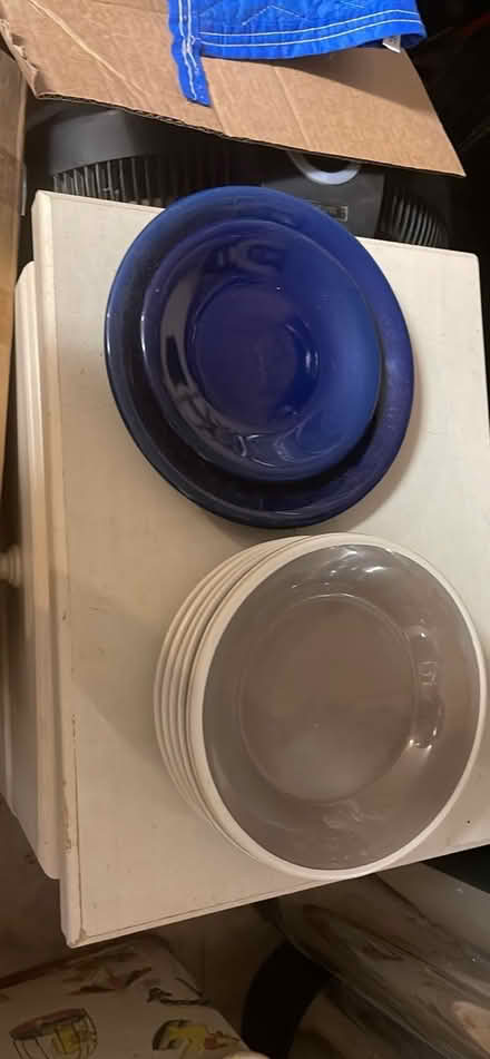 Photo of free tan and blue dishes (Weatherford Tx) #1