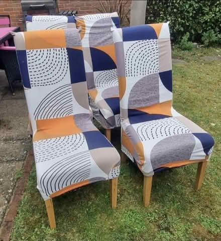 Photo of free 6 wooden chairs with covers (Weybridge - Oatlands) #1