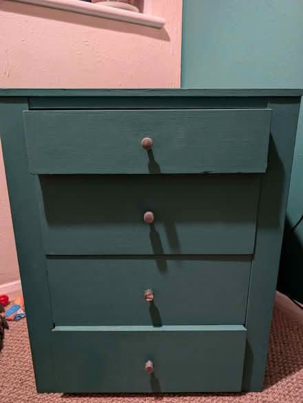 Photo of free Small green chest of drawers (Cashes Green GL5) #1