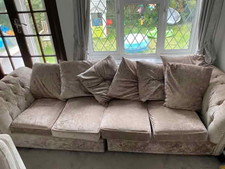 Photo of free Mink Crushed Velvet Sofa (crowborough TN6) #1