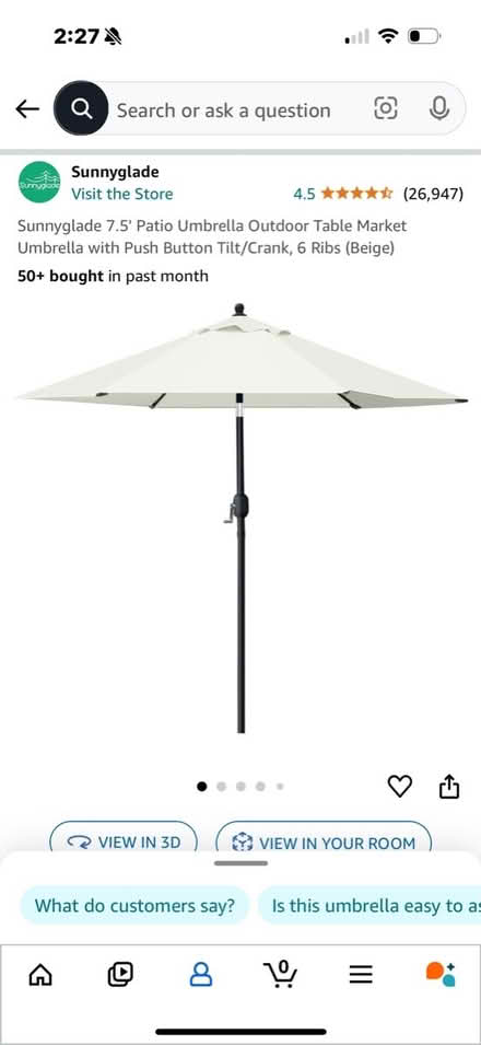 Photo of free 2 -7.5’ light beige patio umbrellas (Near SBHS) #2