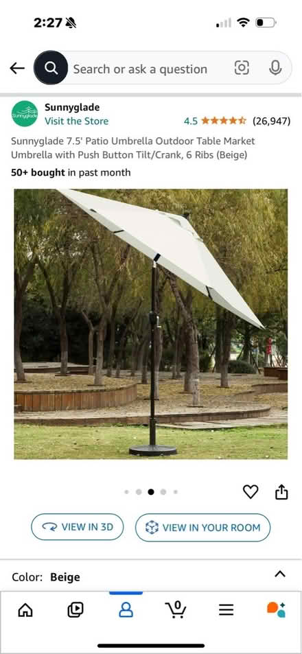 Photo of free 2 -7.5’ light beige patio umbrellas (Near SBHS) #1