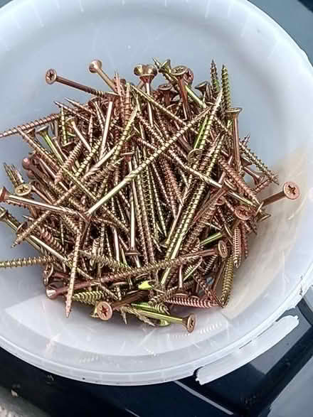 Photo of free Woodscrews, 4" bucket of (Wigton CA7) #1
