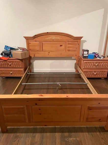 Photo of free Pine queen bed frame (Beverly Hills) #1