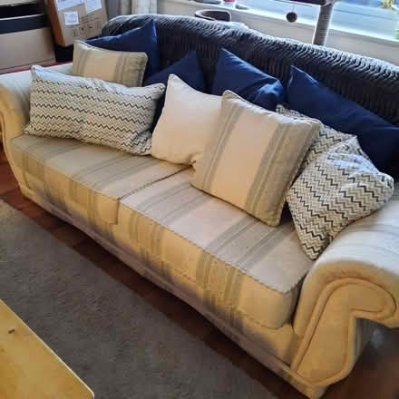 Photo of free 3 Seater Sofa, Armchair & Pouffe (WA7) #1