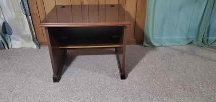 Photo of free Wooden desk lacquered top (8809 n view ct raleigh 27613) #1