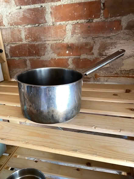 Photo of free Stainless steel saucepan with lid and steamer (Bower Hinton TA12) #1