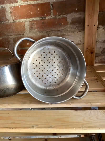 Photo of free Stainless steel saucepan with lid and steamer (Bower Hinton TA12) #3