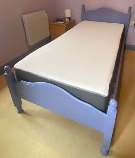 Photo of free Wooden painted single bed with Otty mattress (Overton RG25) #1