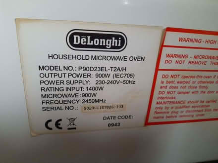 Photo of free Microwave 900w (Enfield EN1) #1