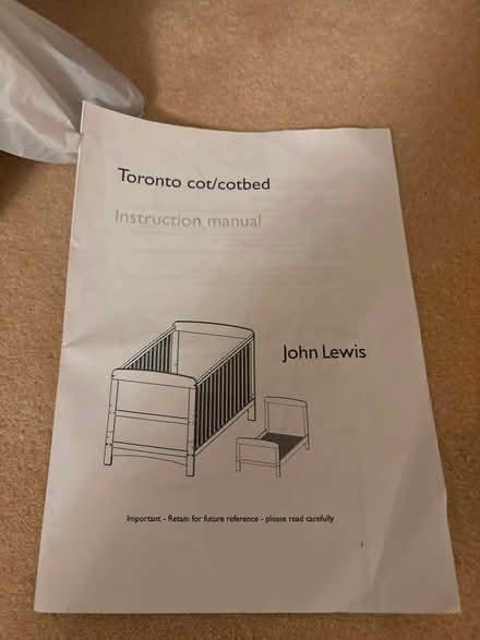 Photo of free John Lewis Cot/cot bed (SG6) #1