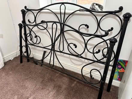 Photo of free Double bed frame, some slats missing (Studley B80) #3