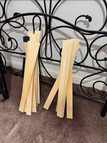 Photo of free Double bed frame, some slats missing (Studley B80) #2