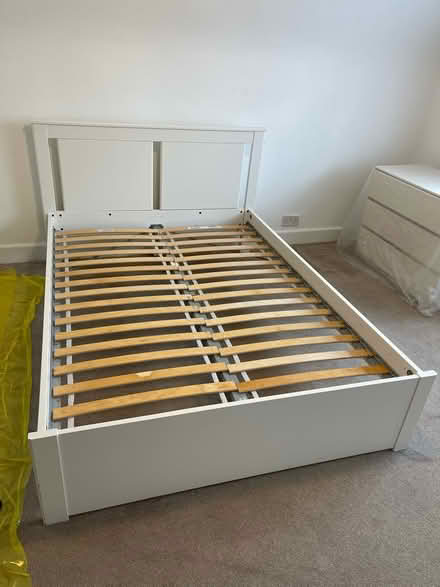 Photo of free IKEA Luroy white double bed frame (W3 0EA) #1