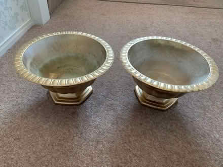 Photo of free Heavy Duty Plastic Bowls painted Gold (Iver Heath Fields SL0) #1