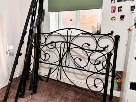 Photo of free Double bed frame, some slats missing (Studley B80) #1