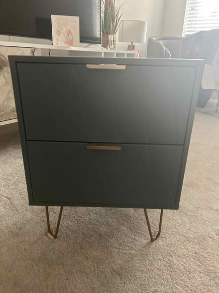 Photo of free 2 draw bedside table dark blue/grey (Melling Mount L32) #1