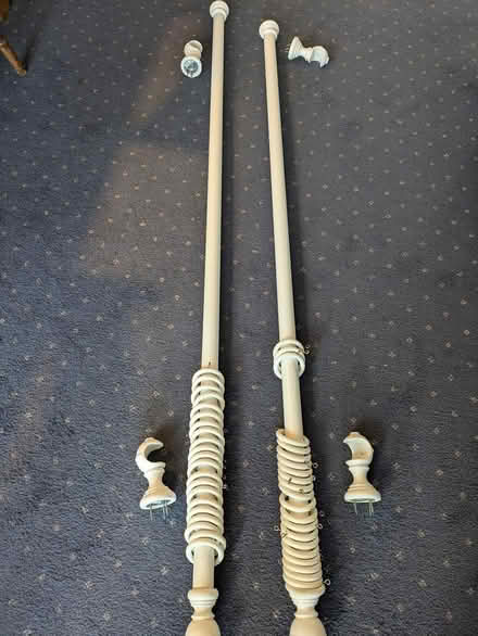 Photo of free 2 x white wooden curtain poles (walberton) #1