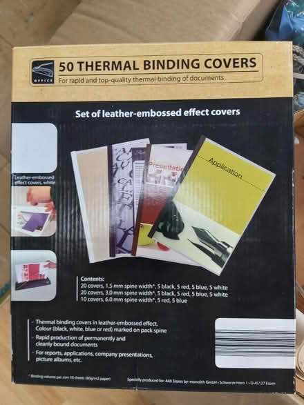 Photo of free Thermal binding cover (Near Kingsbury) #1