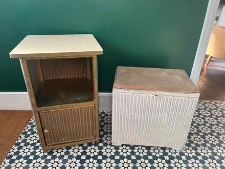 Photo of free Lloyd loom bedside table and basket (Hampden Park) #1