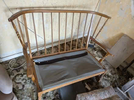 Photo of free Two seater wood framed sofa (PH10 Kirkton of Lethendy) #2