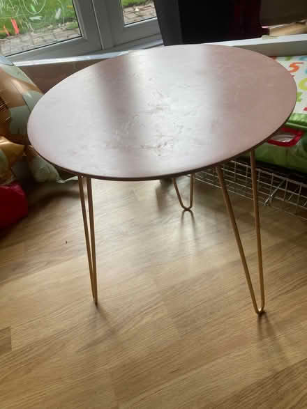 Photo of free Blush pink side table with metal legs (Thorpe Hamlet NR1) #2