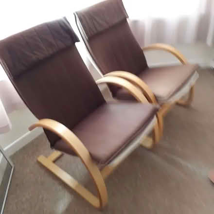Photo of free 2 Brown linen cantilever chairs (Round Hill BN2) #1