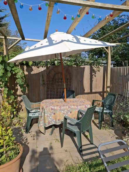 Photo of free Garden table,4 chairs with cushions (Hassocks) #1