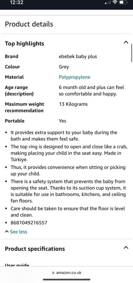 Photo of free Baby bath seat 6+ months (Shenfield CM15) #4