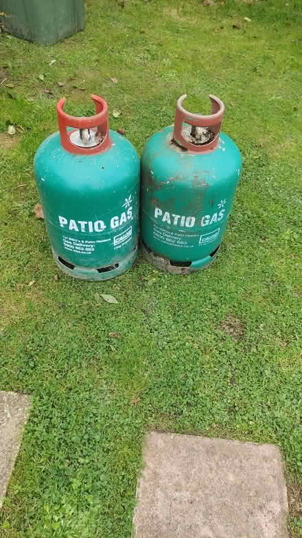 Photo of free 2 patio gas bottles (empty) (Guilden Sutton CH3) #1