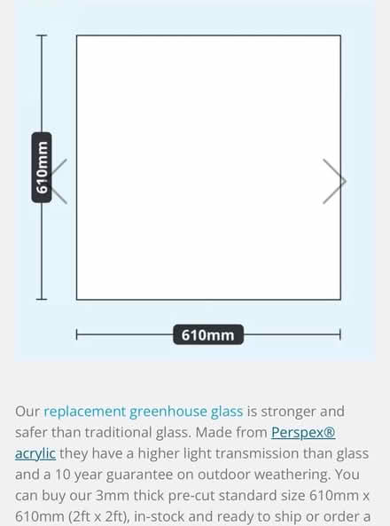 Photo of Spare greenhouse glaze/window 61x61 (GL15) #1