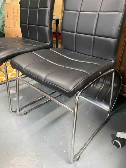 Photo of free Pair of black faux leather chairs (Upper Largo KY8) #4