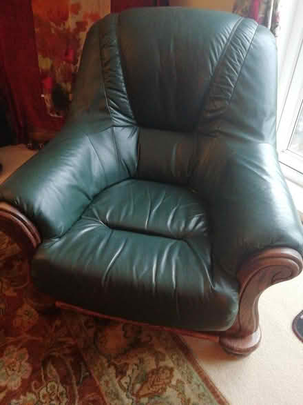 Photo of free Leather arm chair - Green (Newton St Cyres) #1