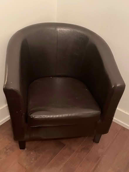 Photo of free Two Faux Leather Brown Tub Chairs (Westboro) #1