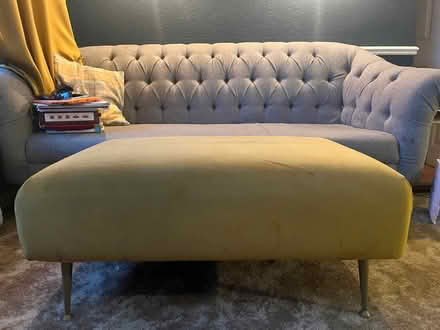 Photo of free Mustard Yellow Footstool Velvet (Copley Hill WF17) #2