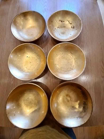 Photo of free 6 gold painted florist's bowls (Hayes BR2) #1