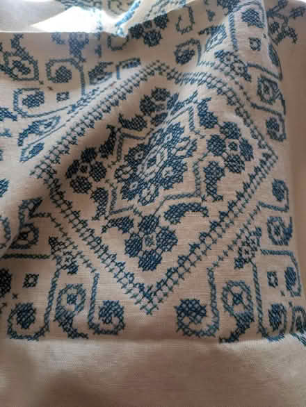 Photo of free Linen Tablecloth with cross stitch (Pawtucketville / Lowell) #1