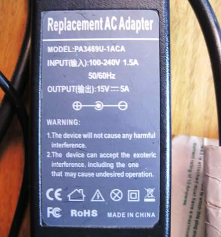 Photo of free Replacement A/C adapter (Palmer Park RG6) #3