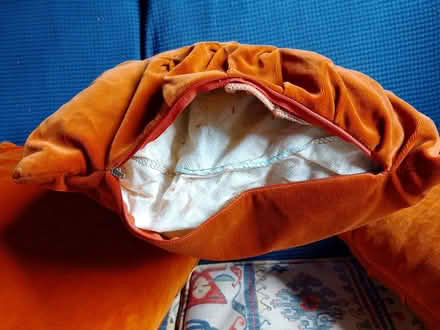 Photo of free Four orangey-russet velvet scatter cushions (The Nurserylands TW12) #2