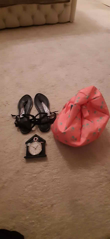 Photo of free Sandals, small clock and ipad support (Horsell GU21) #1