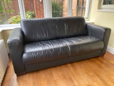 Photo of free Black leather sofa (Newark) #1