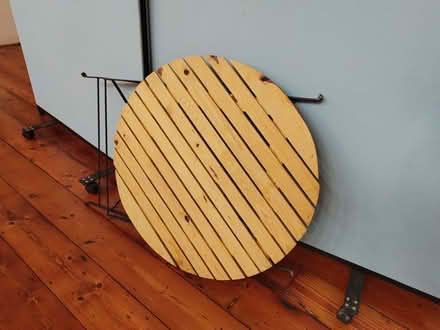 Photo of free Folding circular wooden slatted table (Southsea PO5) #3