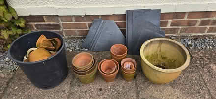 Photo of free Terracotta pots, cross & slate (BH24 Ringwood) #1