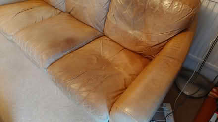 Photo of free Brown leather 3seat sofa (Shepley) #2